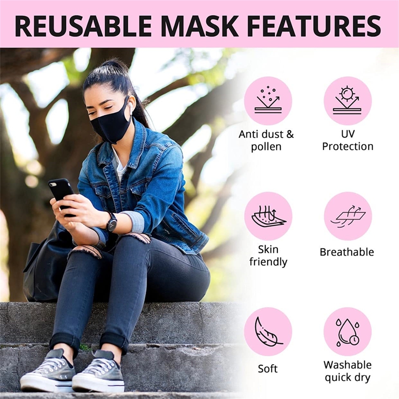 5/10PCS Fashion Solid Earloop  - Cloth Face Mask Washable review and price