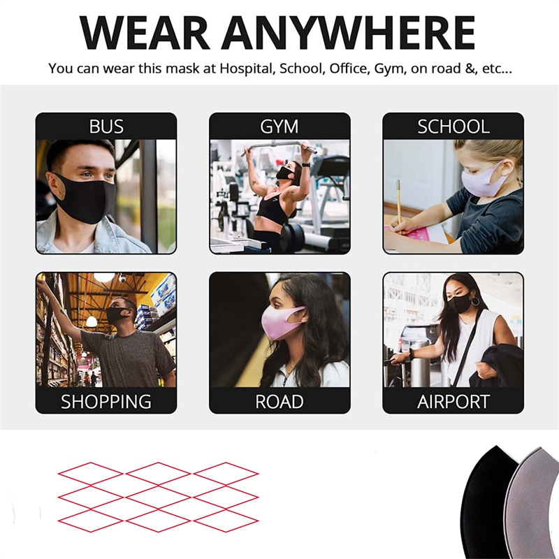 5/10PCS Fashion Solid Earloop  - Cloth Face Mask Washable review and price